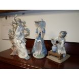 2x Lladro Geisha Figures + Nao Lady