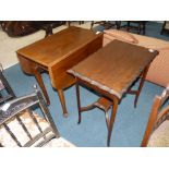 Mahogany drop leaf table and side table