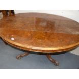 Large Oval Walnut Veneer Table