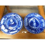 Pair of blue plates