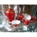 19pc Royal Standard Red Tea & Coffee set Oriental Pattern