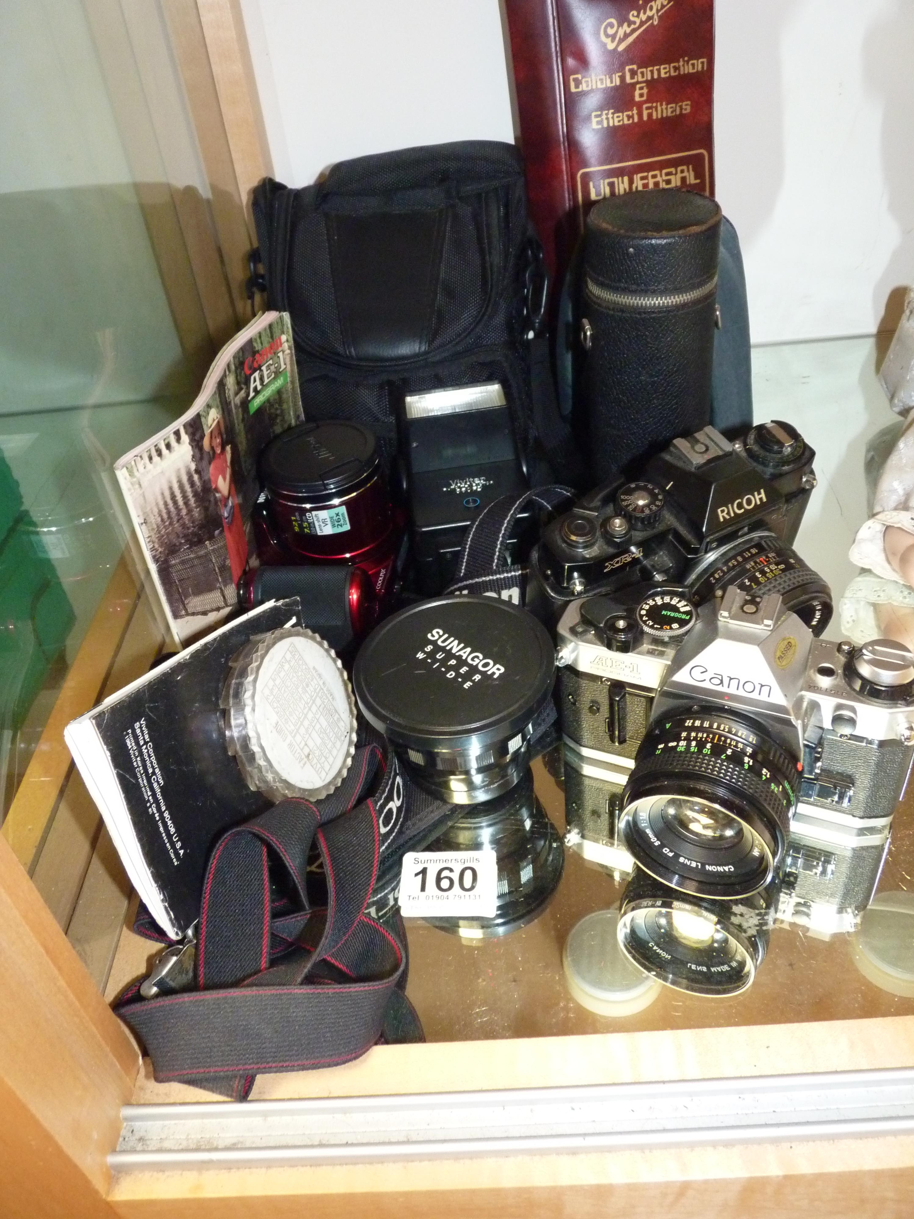 Camera equipment incl Canon AE-1 & Nikon Coolpix L810