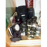 Camera equipment incl Canon AE-1 & Nikon Coolpix L810