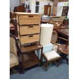 Furniture incl. wicker baskets, tables, stools and chairs