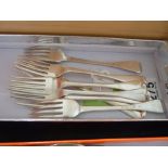 7 x London Silver forks (288g)