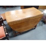 Oak barley twist drop leaf table