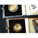 Gold proof £10 coin and Gold 1/2 Sovereign coin