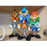 3 x Murano Style Glass Clowns