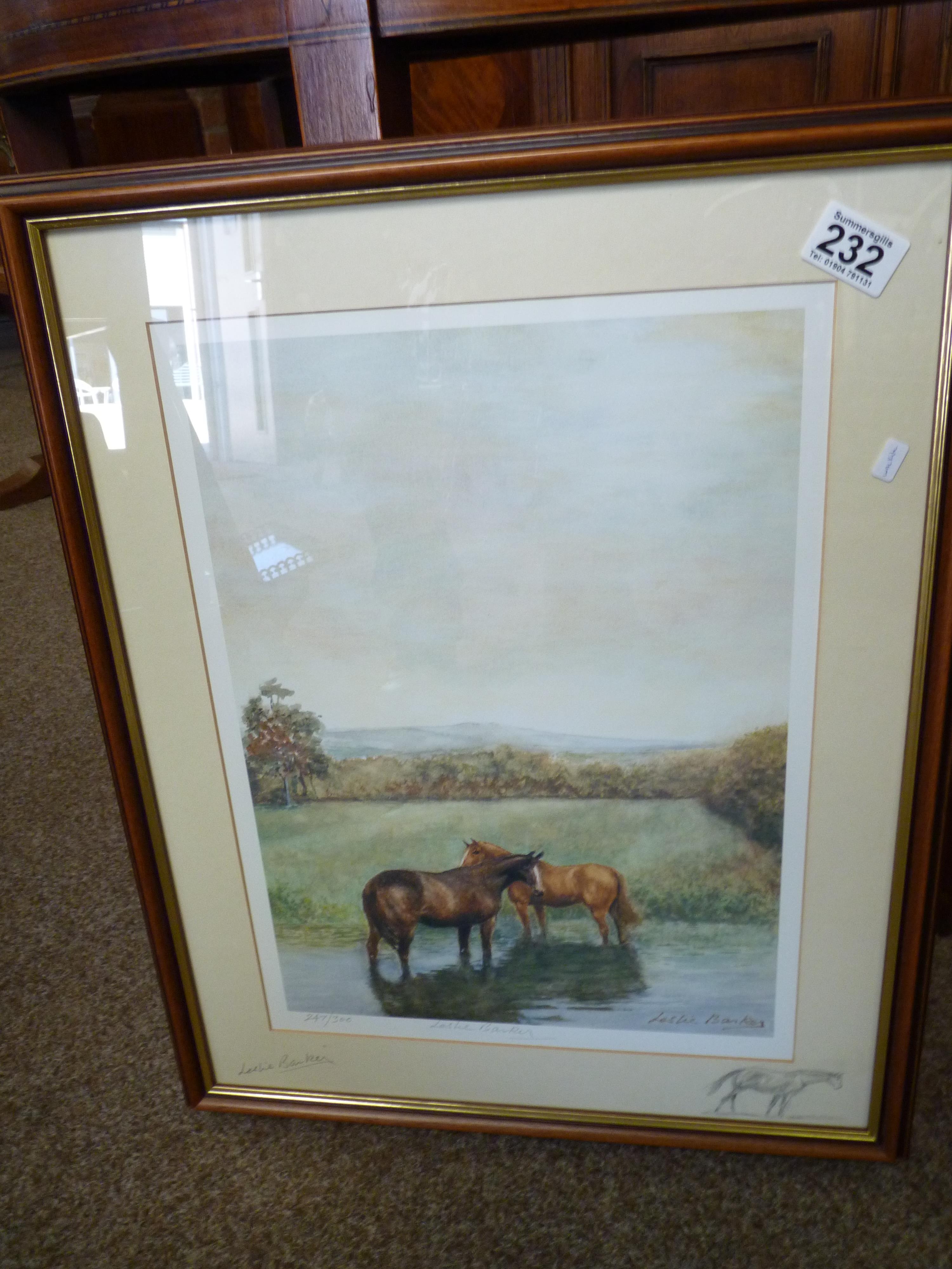 Leslie Barker watercolour of horses