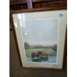 Leslie Barker watercolour of horses