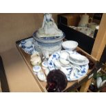 Misc china incl Willow patter and blue Denmark plates