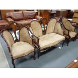 Mahogany Edwardian inlaid parlour suite