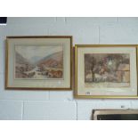 Watercolour of Dartmoor by T H Victor and watercolour by G Harrison