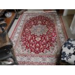 Red & Floral Design Keshan Rug - 2.3 x 1.6m