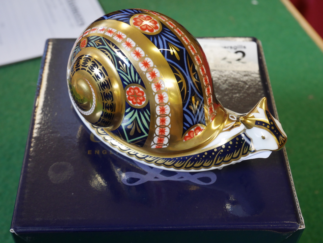 Crown Derby garden snail paperweight