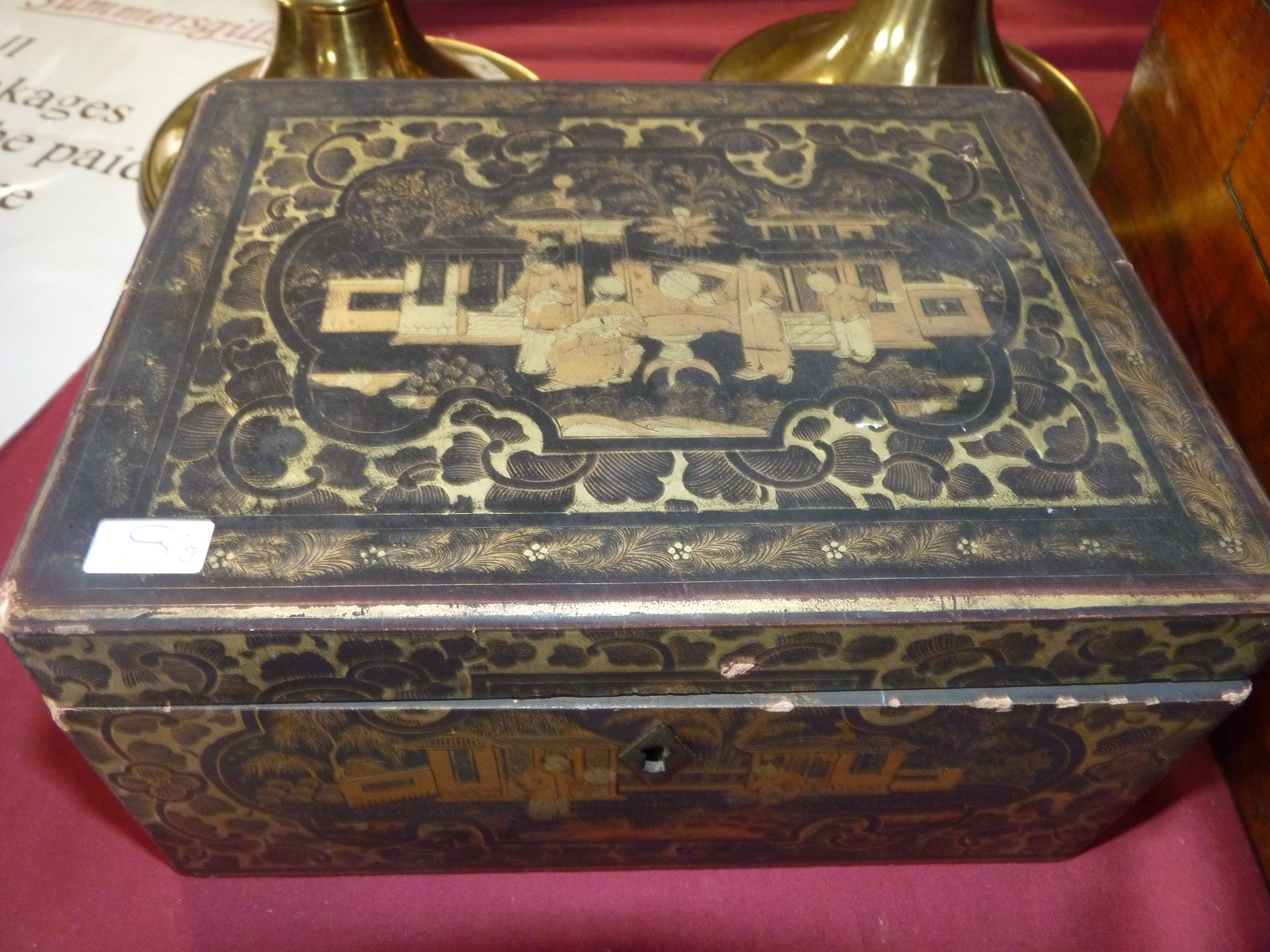 Walnut Writing box and Oriental box - Image 2 of 2