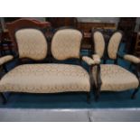 Edwardian mahogany sofa and chair