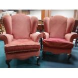 2 Pink upholstered armchairs