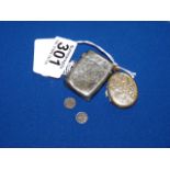Mizpah locket, lighter case and pair of 1871 pennies