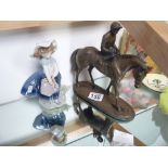 Lladro figure and bronze style horse figure by Harriet Glen Design Dorset