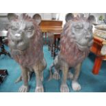 Large Pair of Metal lions