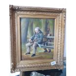 P Maddocks Oil on board of a seated gentleman