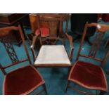 3 mahogany Edwardian inlaid chairs