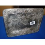 Ornate eagle and floral design metal tray