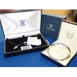 Boxed royal mint pendant cross and bangle