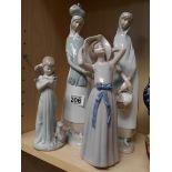 Four Lladro lady and girl figurines