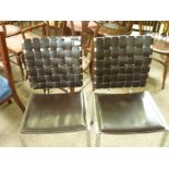 2 x Chrome and leather dining chairs