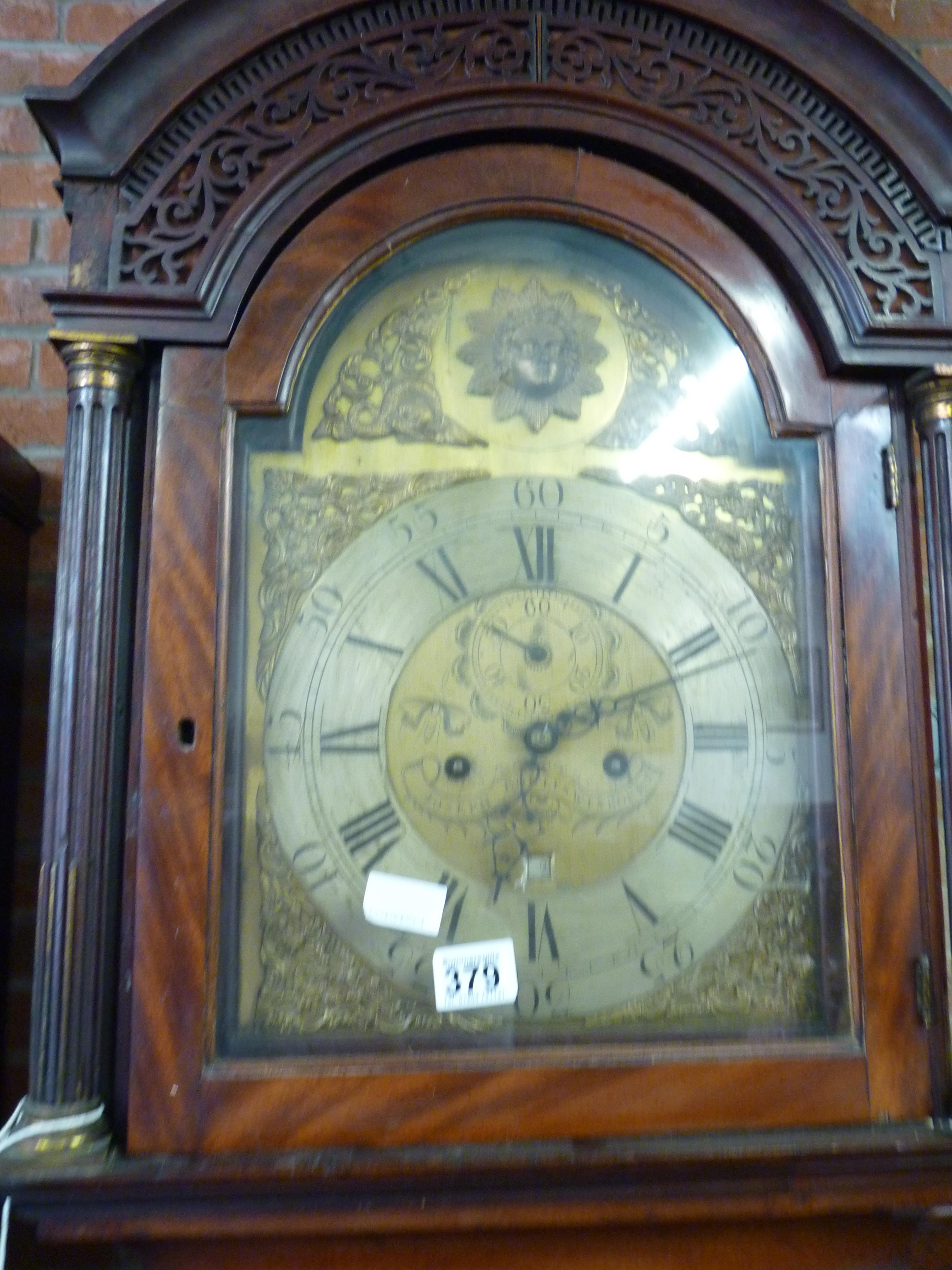 Mahogany Grandfather clock with brass face by Joseph Bowles of Winbourn - Image 2 of 2