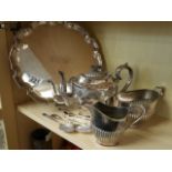 EPNS tea set plus engraved plate