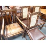 Set of 4 Lattice-Backed Barley Twist Chairs + 1 Carver