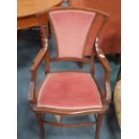 Inlaid Edwardian chair + 1 other