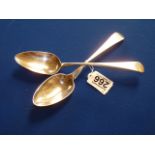 Pair of large silver tablespoons total weight 139g