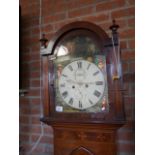 Mahogany longcased clock with painted face by S Tinkler Newcastle