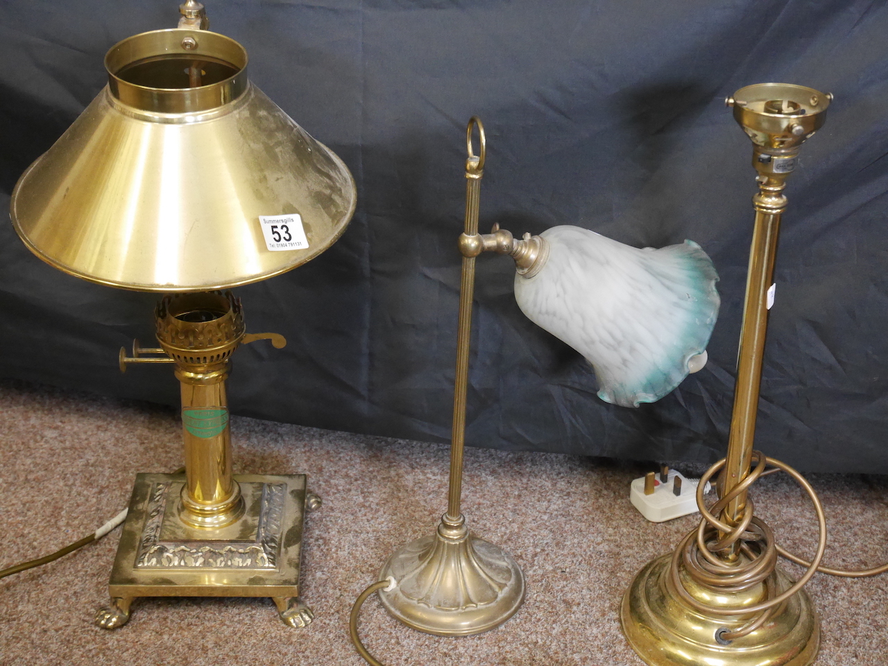 3 x brass lamps