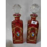 Pair of Ruby glass decanters
