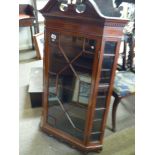 Edwardian mahogany glass front corner cupboard