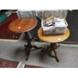 Antique mahogany tripod table x 2