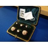 Cased set of 1920s earrings, studs and cufflinks