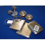 Assorted Silver cigarette cases and miniatures and bangles