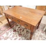 Antique pitch pine two drawer table