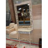 Distressed mirror and table