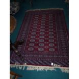 Fringed Belgian Rug - 1.3m x 2m - Red/Navy/Biege