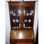 Edwardian inlaid bureau bookcase