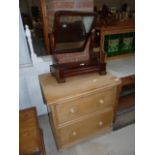 Pine chest and mahogany swing mirror