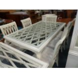 Distressed dining table and 6 chairs
