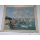 Framed Harbour scene painting signed W Goodin